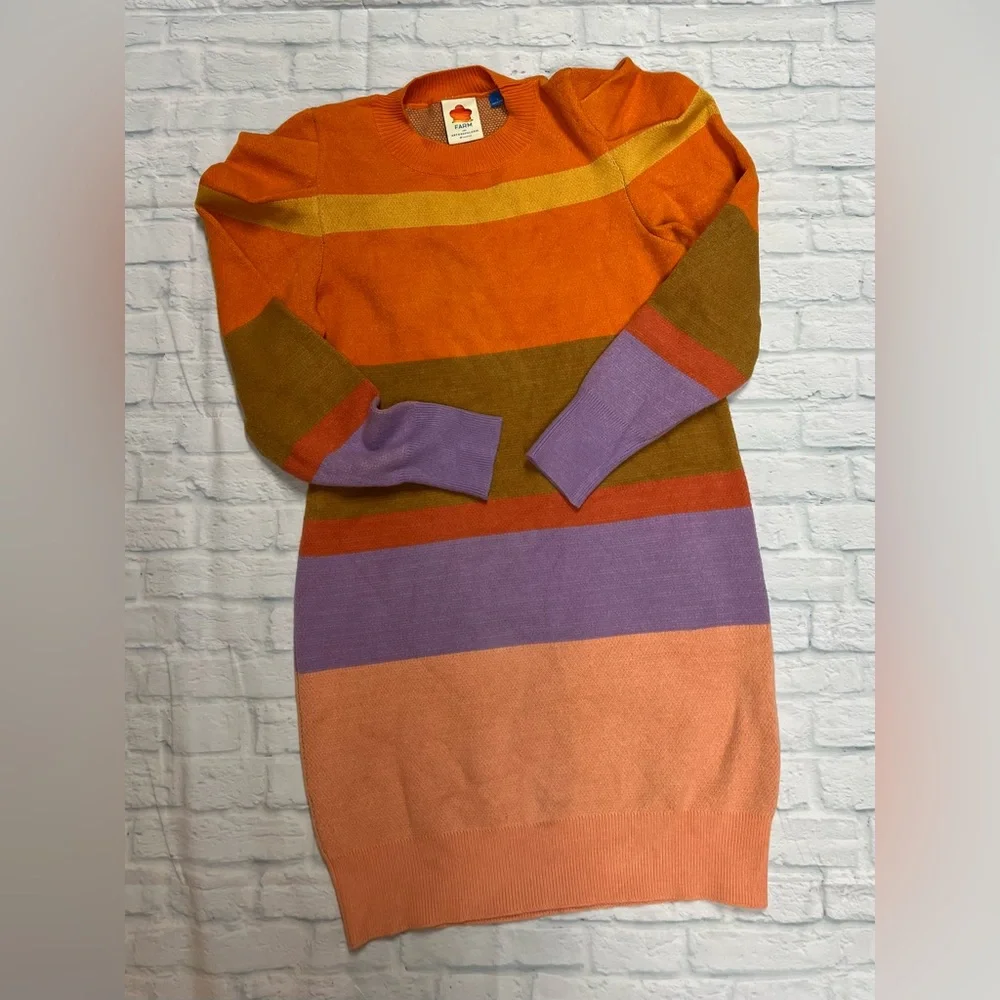 Anthropologie Farm Rio Sunset  Striped Long Sleeve Dress - Picture 7 of 7